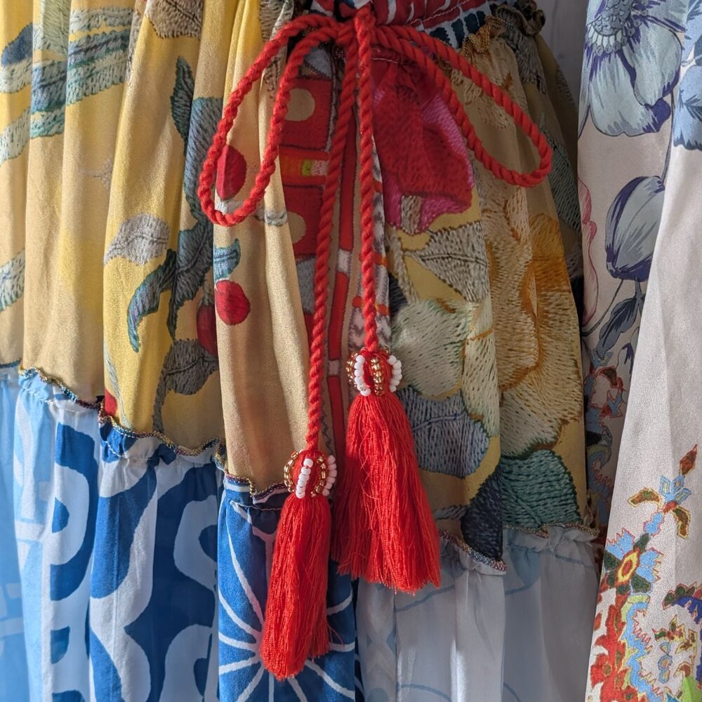 Johnny Was Dunas Patchwork Silk Dress SMALL NWOT - Picture 7 of 10